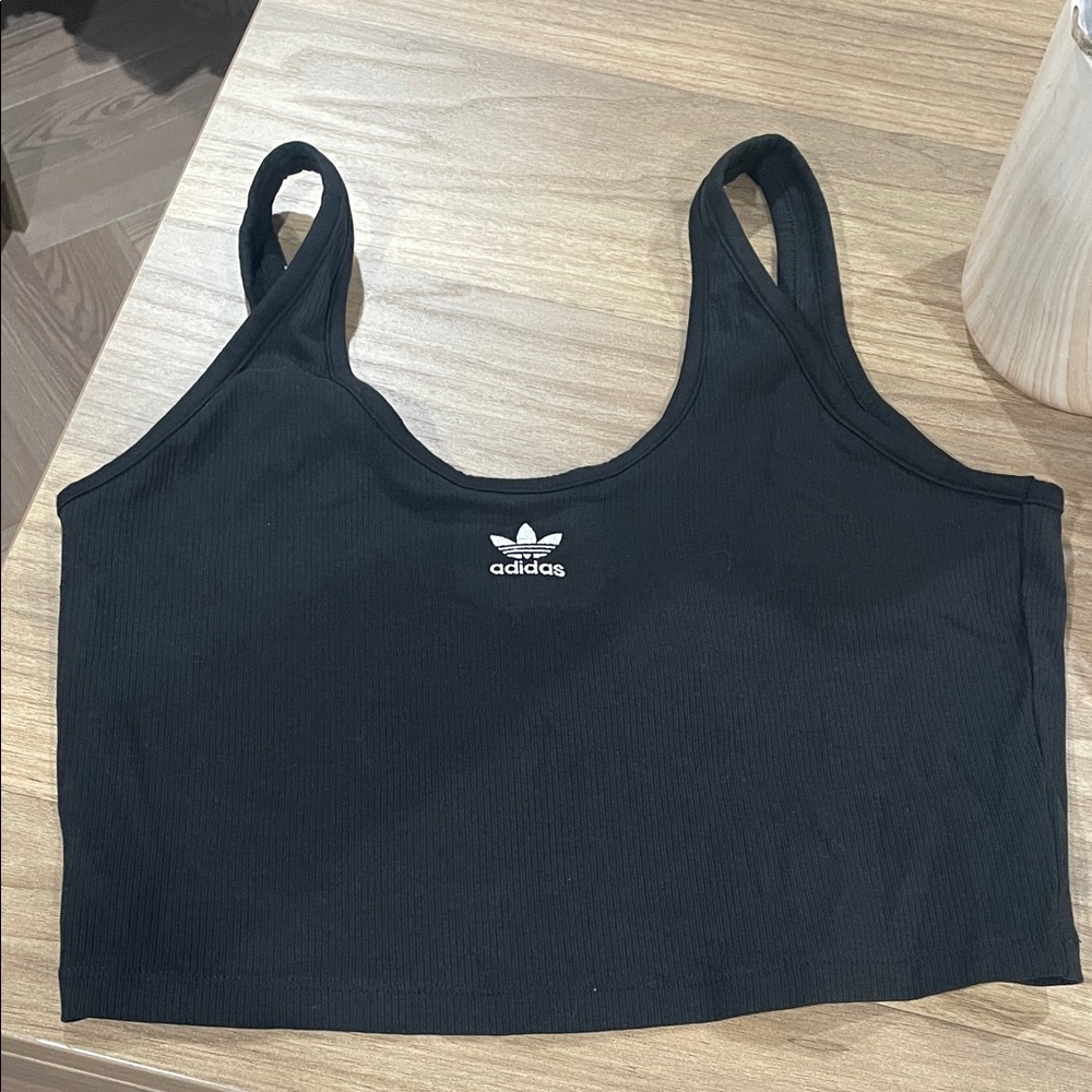 Adidas Black Ribbed Tank Top